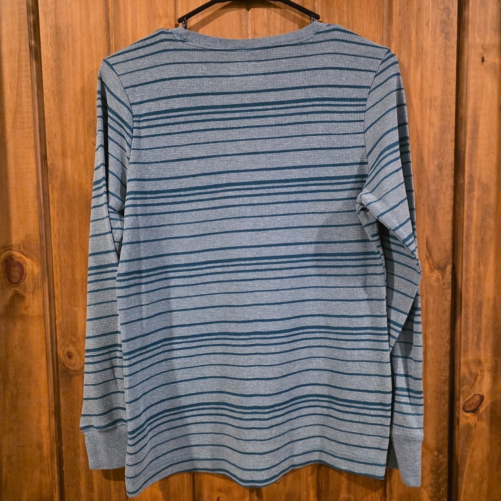 Columbia Thermal T-Shirt‎ Womens Size Medium Gray Striped Knitted Long Sleeve - Picture 2 of 4